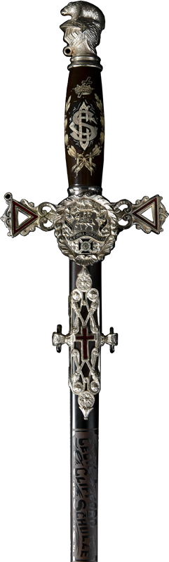 Knights Templar ceremonial sword, scabbard, and cloth bag